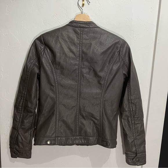 J2 Gray Faux Leather Zip Bomber Jacket Medium - Picture 4 of 14